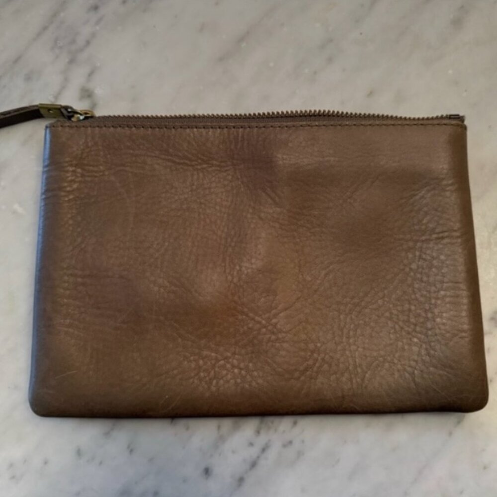 Madewell Olive Leather Wallet Clutch
